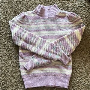 Striped Purple and Cream Women's Sweater